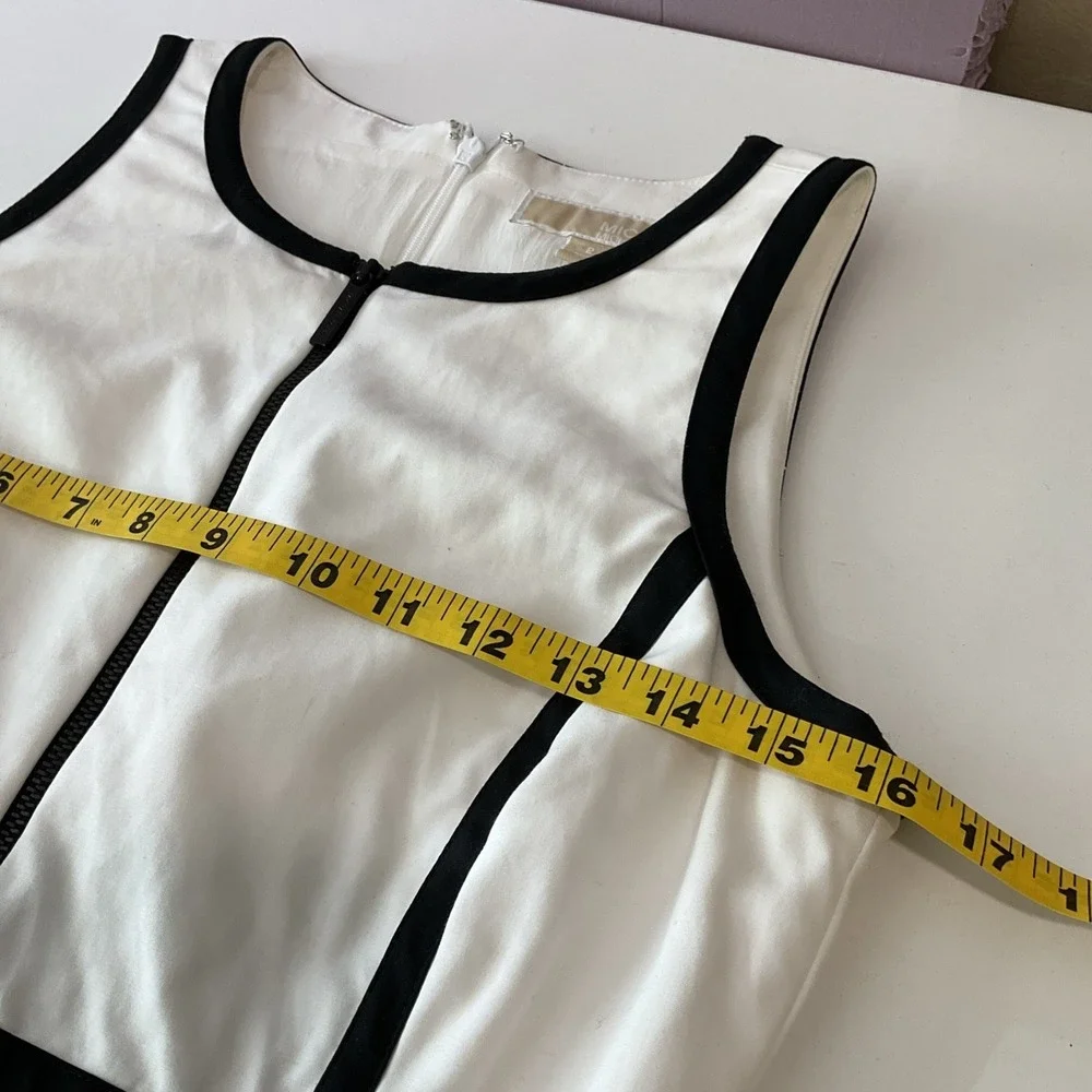 Michael Kors‎ White Sleeveless Knee Length Sheath Dress Piping Career Summer 2